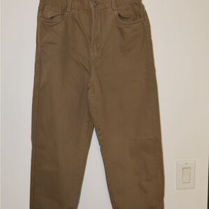H&M Brown Straight Leg Pants with High-Waisted Design